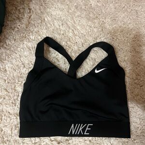 Nike Women's Black Sports Bra with White Logo